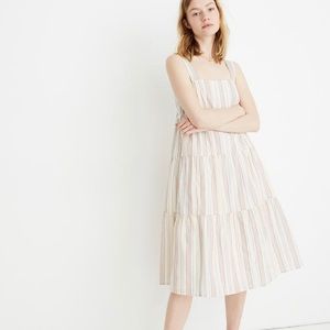 Madewell Tiered Rainbow Stripe Dress